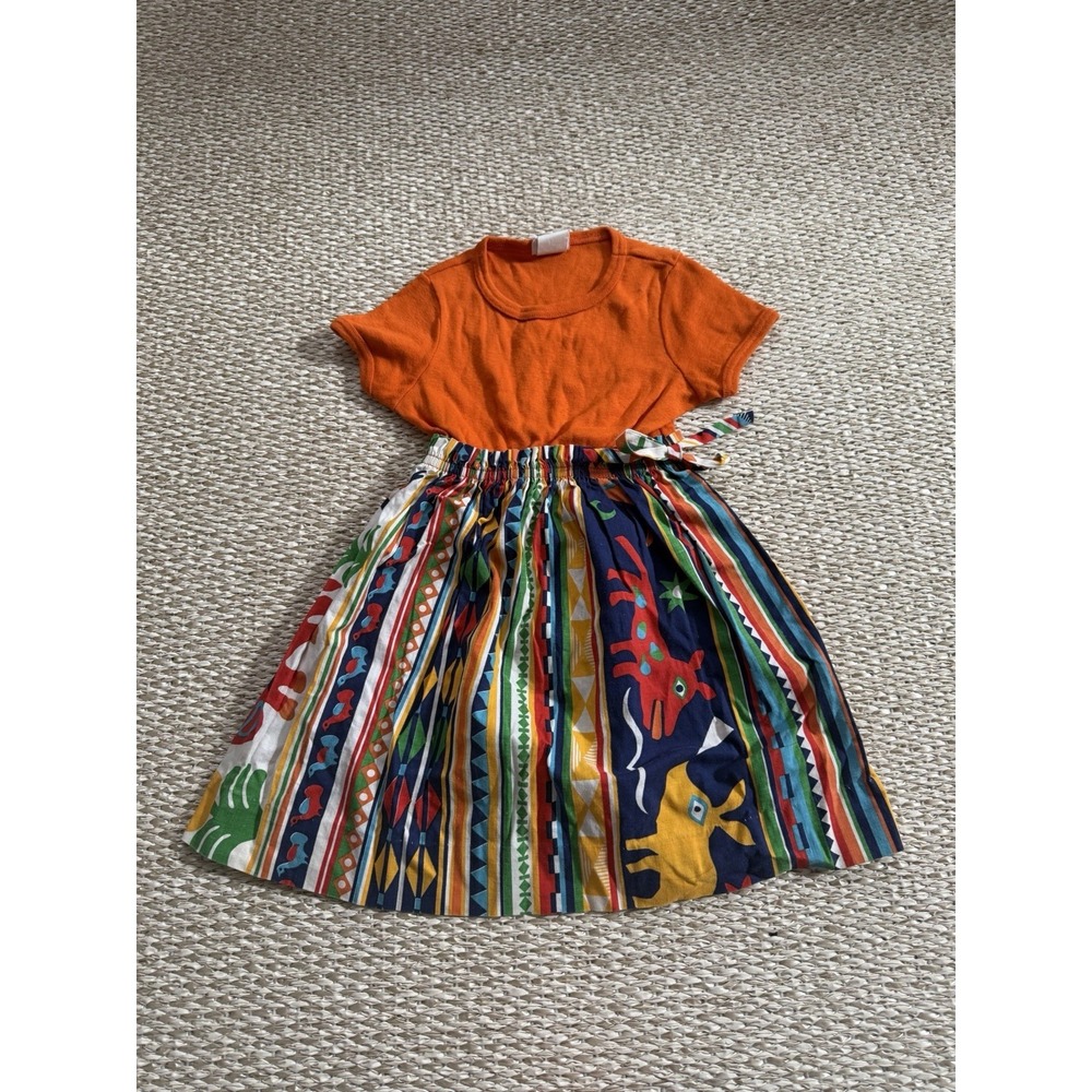 Girls Vintage Marshall Sinclair‎ Aztec Dog Print Dress. Size 6 Boho Hippie
